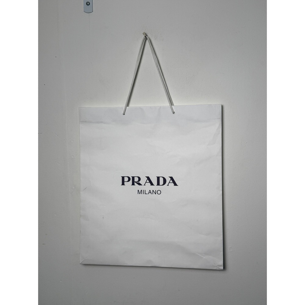 Prada Milano White Paper Shopping Bag Large Rope Handles 17.25x19 Gift Bag